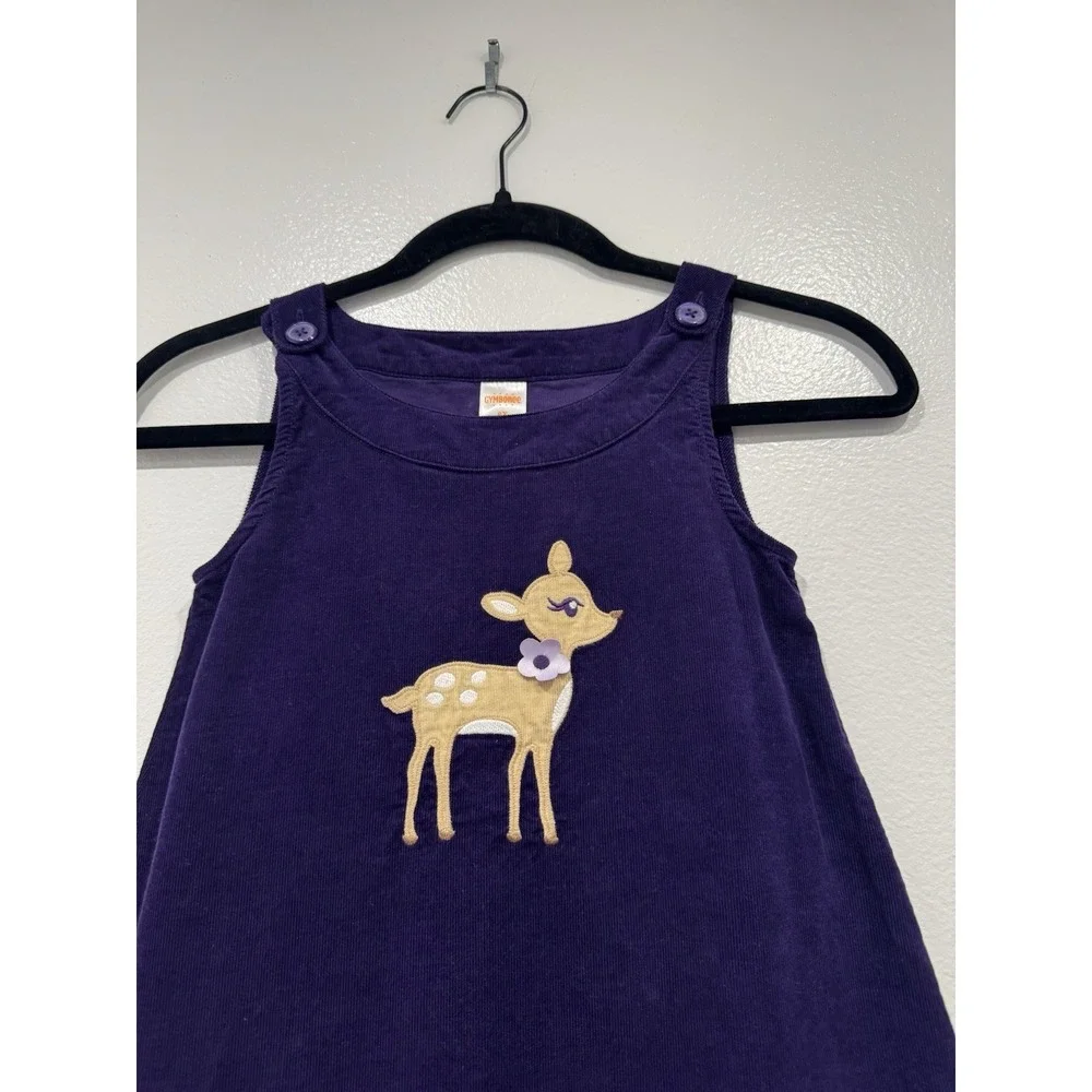 Gymboree Girls Purple Corduroy Deer Fawn Jumper Dress Size 6X Cottage Country